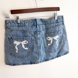 Hollister Denim Bow Mini Skort Size 12 NWT